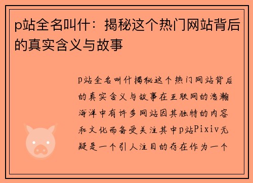 p站全名叫什：揭秘这个热门网站背后的真实含义与故事